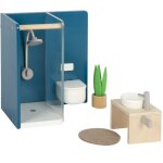 Meubles salle de bains pour maison de poup�e bleu