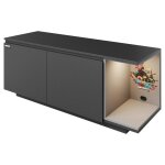Meuble tv minecraft 2 portes et compartiment avec �clairage led carbone noir