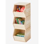 Meuble vertical 3 bacs toys bois
