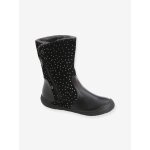 Mi - bottes cuir fille noir Mi - bottes cuir fille noir
