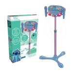 Microphone sur pied, enceinte lumineuse bluetooth stitch - hauteur ajustable, effets lumineux, 2 microphones ...