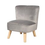 Mini fauteuil en velours et pieds en bois massif lil sofa gris argent�