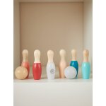 Mini jeu de quilles en bois pour enfants multicolore