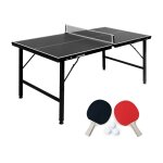 Mini table de ping pong pliable 150x75cm indoor, avec 4 raquettes et 6 balles, pour utilisation int�rieure ...