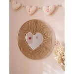 Miroir coeur en corde de papier beige