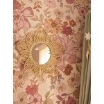Miroir fleur en corde de papier beige