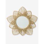 Miroir fleur en corde de papier beige
