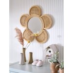 Miroir xl rotin et cannage fleur beige dor