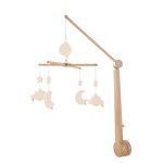 Mobile musical b�b� en bois avec 4 jouets - uni petale beige