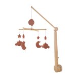 Mobile musical b�b� en bois avec 4 jouets - uni petale rouge