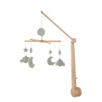 Mobile musical b�b� en bois avec 4 jouets - uni petale vert