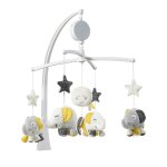 Mobile musical b�b� el�phant en coton - babyfan gris