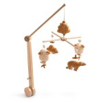 Mobile musical en bois avec jouets ours en gaze de coton - orsino marron