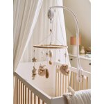 Mobile musical tissu et velours beige