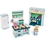 Mobilier pour poup�e cuisine en bois vert, bleu
