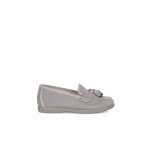 Mocassins pompons serratex gris perle