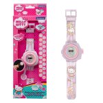 Montre digitale avec projection de 20 images design hello kitty rose
