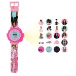 Montre digitale avec projection barbie rose