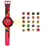Montre digitale avec projection miraculous, bracelet ajustable �cran avec 20 projections rouge