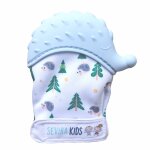 Moufle de dentition en silicone alimentaire hrisson bleu