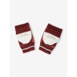 Moufles / mitaines fille en maille brodes chat rose fonc