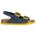 Mules en cuir � scratch bleu marine