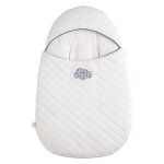 Nid d'ange b�b� 5 attaches en coton matelass� - petit coeur blanc / bleu