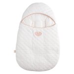 Nid d'ange b�b� 5 attaches en coton matelass� - petit coeur blanc / rose