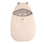 Nid d'ange bébé 5 attaches en velours côtelé et intérieur gaze de coton - leopard ecru / noir Nid d'ange bébé 5 attaches en velours côtelé et intérieur gaze de coton - leopard ecru / noir