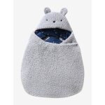 Nid d'ange transformable en tapis  langer peluche gris souris