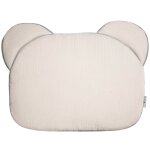 Oreiller b�b� plat ourson en gaze de coton jeanne beige