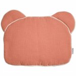 Oreiller b�b� plat ourson en gaze de coton jeanne terracotta