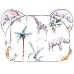 Oreiller coussin plat rversible safari, vert, gris, blanc