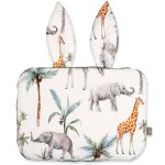 Oreiller plat coussin lapin r�versible safari safari, vert, gris, blanc