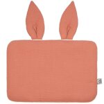 Oreiller plat lapin en gaze de coton jeanne terracotta