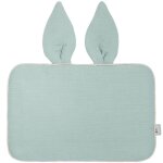 Oreiller plat lapin en gaze de coton jeanne vert de gris