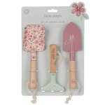 Outils de jardin rose