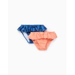 Pack 2 bas de bikini avec volants bleu
