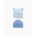 Pack de 2 bonnets unis / rays bleu clair