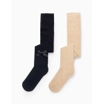 Pack 2 collants c�tel� / avec noeud multicolore