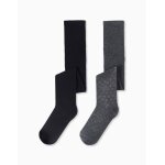 Pack 2 collants uni / rhombes multicolore