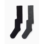 Pack 2 collants uni / rhombes multicolore