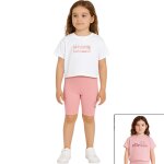 Pack de 2 t - shirts et short cycliste fille imprim� col rond blanc