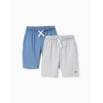 Pack 2 shorts en jersey de coton bleu Pack 2 shorts en jersey de coton bleu