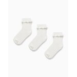 Pack 3 paires de chaussettes avec broderie anglaise blanc