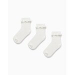 Pack 3 paires de chaussettes avec broderie anglaise blanc