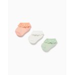 Pack de 3 paires de socquettes avec broderie anglaisee multicolore