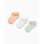 Pack de 3 paires de socquettes avec broderie anglaisee multicolore