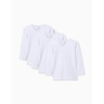 Pack de 3 t - shirts en coton � manches longues blanc