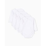 Pack de 4 bodies � manches longues en coton blanc